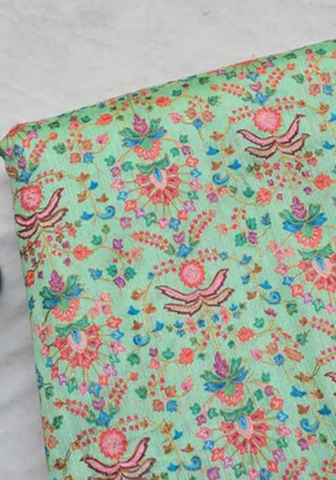 Mint Green Chinon Embroidered Lehenga Set