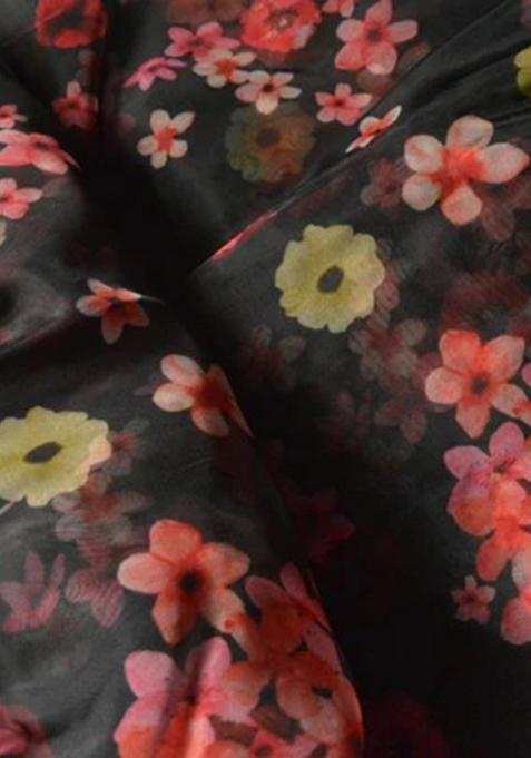 Black Georgette Printed Lehenga Set