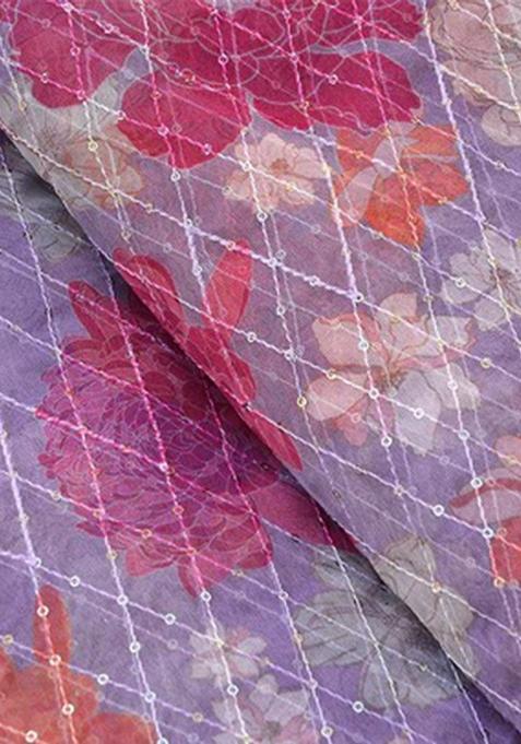 Lilac Georgette Printed Lehenga Set