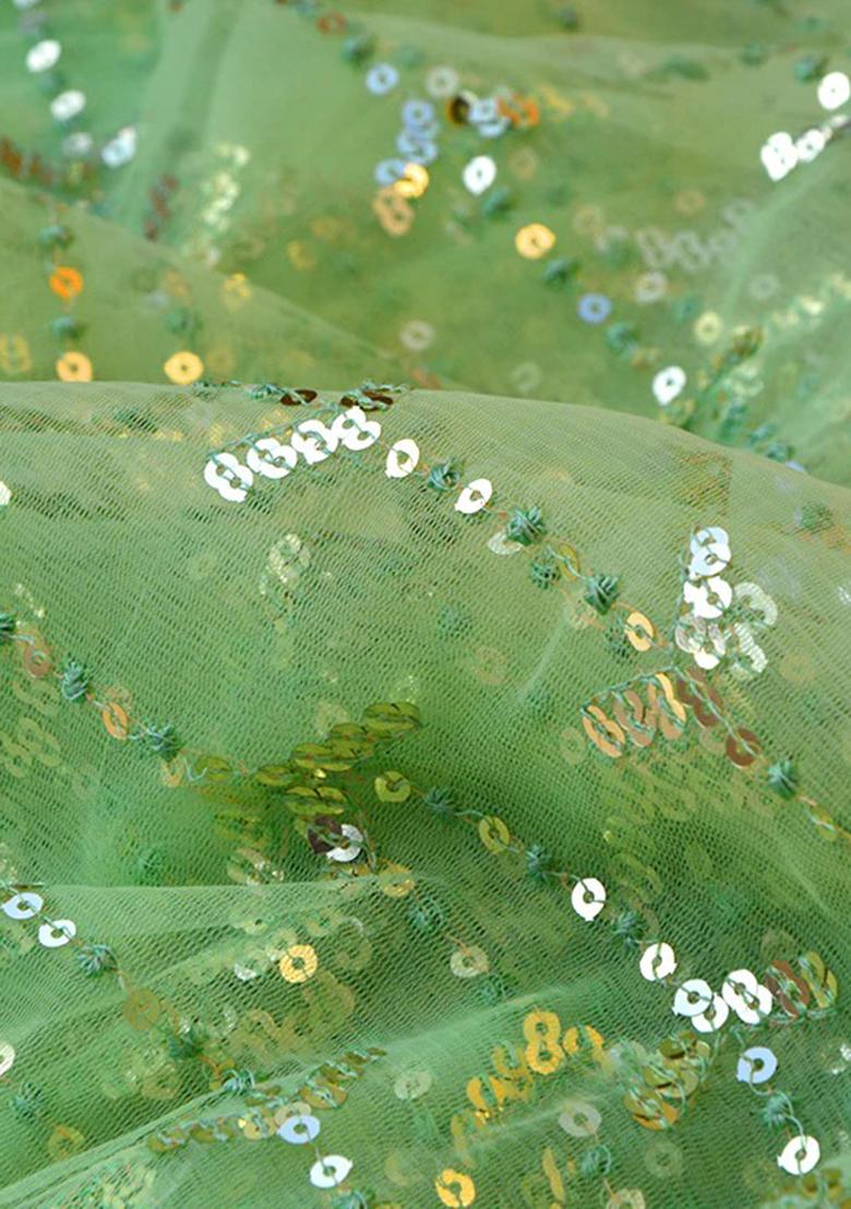 Green Georgette Sequins Embellished Lehenga Set