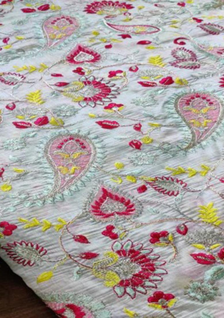 White Georgette Sequins Embellished Lehenga Set - Indya