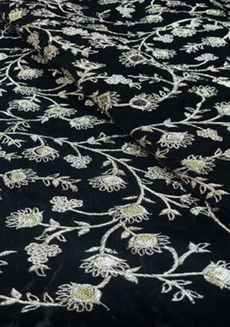 Black Georgette Embroidered Lehenga Set - Indya