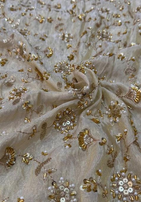 Gold Chinon Embroidered Lehenga Set