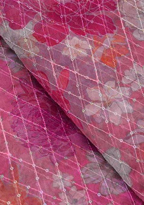 Pink Georgette Printed Lehenga Set