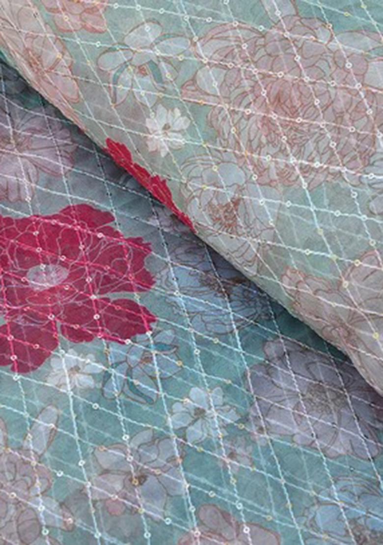 Grey Georgette Printed Lehenga Set - Indya