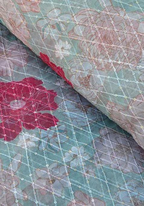 Grey Georgette Printed Lehenga Set