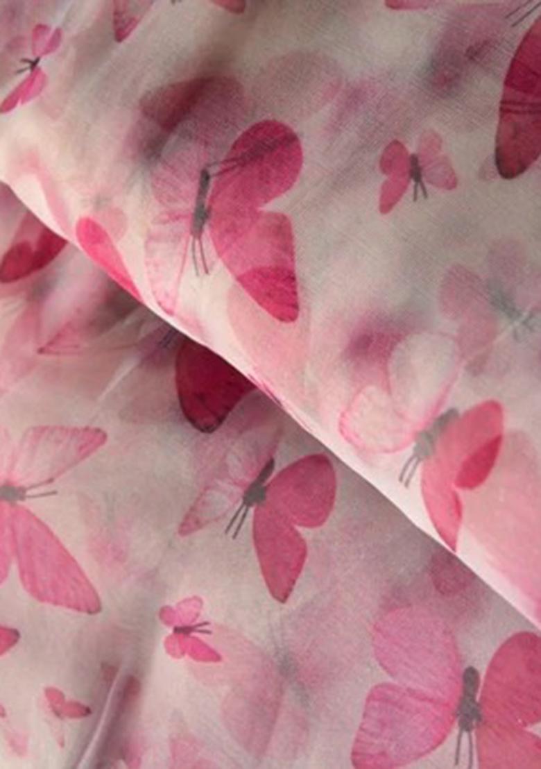 Pink Organza Printed Lehenga Set - Indya