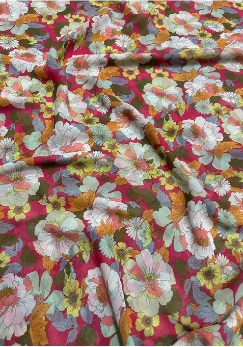 Bright Pink Georgette Printed Lehenga Set