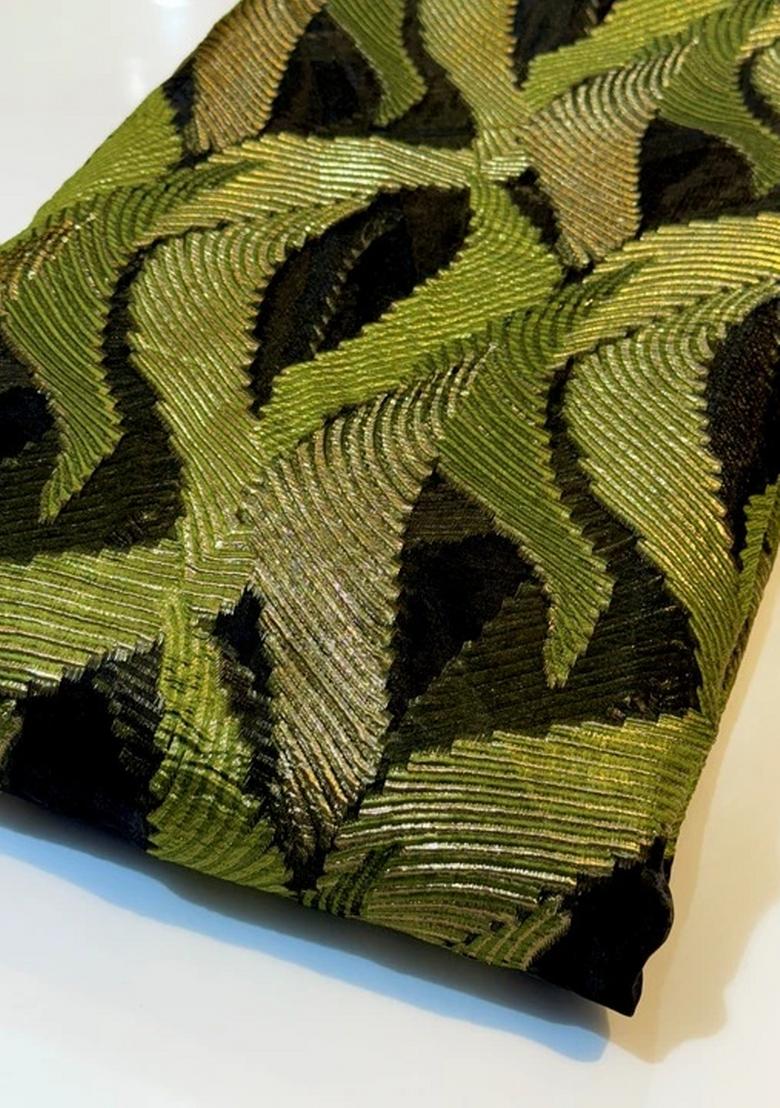 Henna Green Organza Jacquard Lehenga Set - Indya