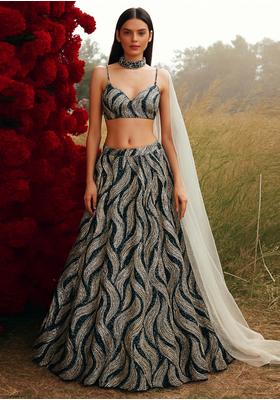 Gold Organza Jacquard Lehenga Set