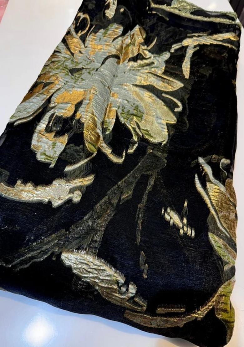 Black Organza Jacquard Lehenga Set - Indya