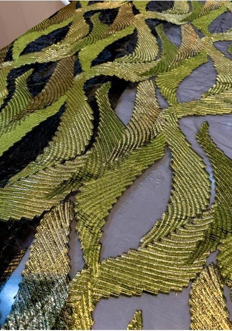 Green Organza Jacquard Lehenga Set