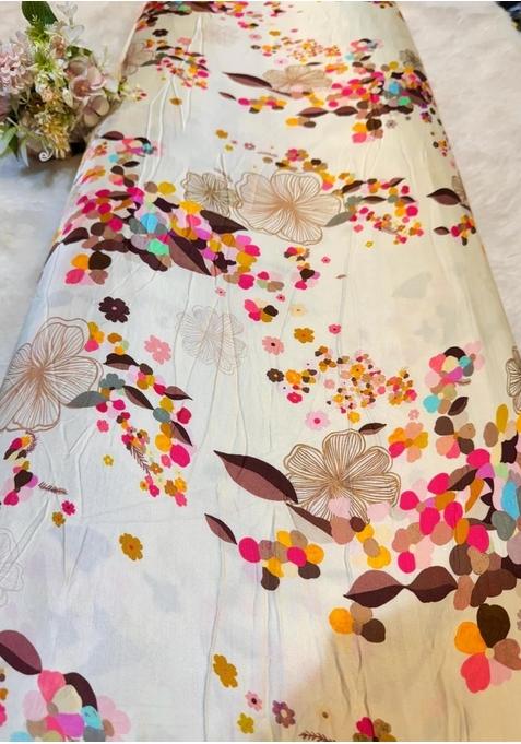 Off White Satin Printed Lehenga Set