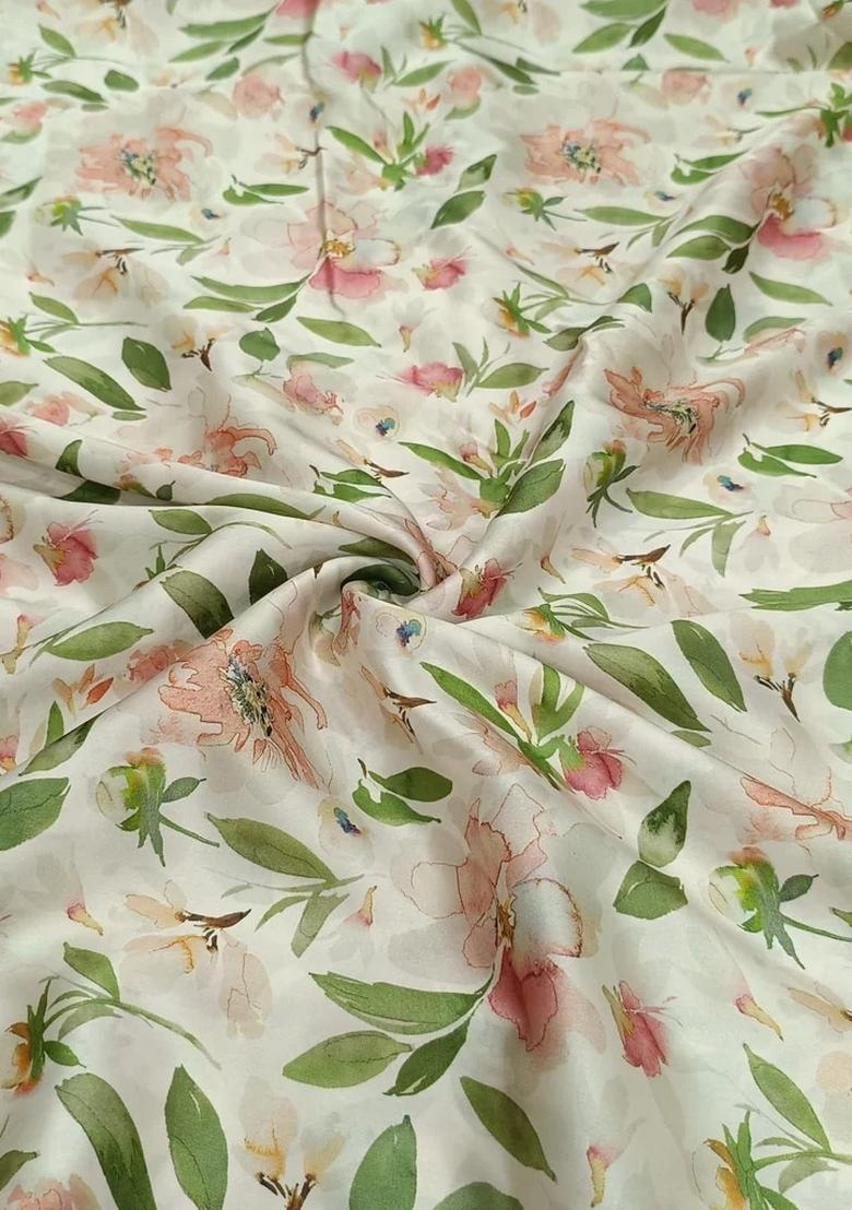 Off White Georgette Printed Lehenga Set