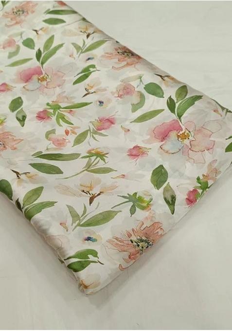 Off White Georgette Printed Lehenga Set