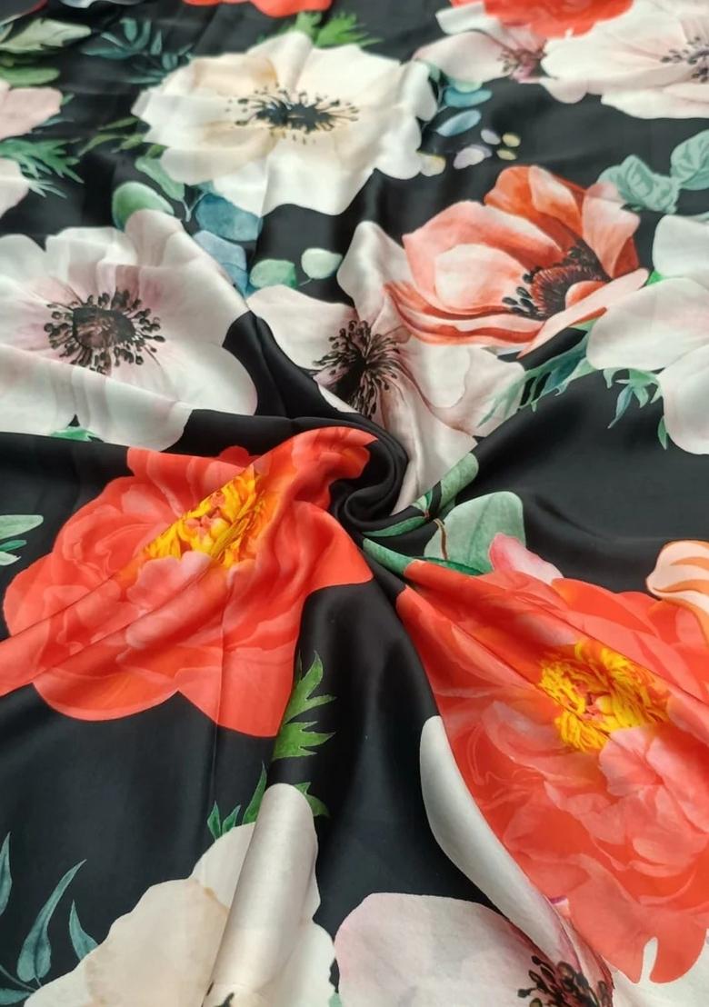 Black Georgette Printed Lehenga Set