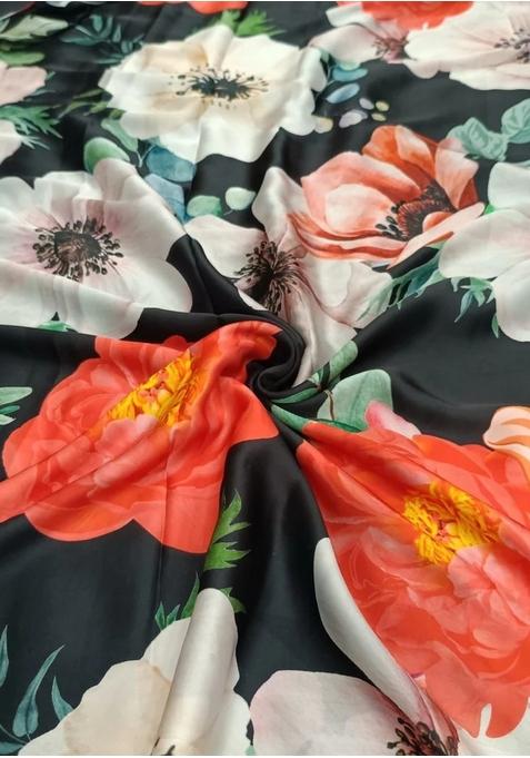 Black Georgette Printed Lehenga Set