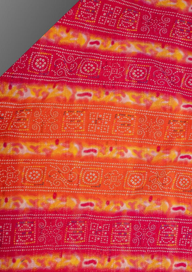 Orange Georgette Printed Lehenga Set - Indya