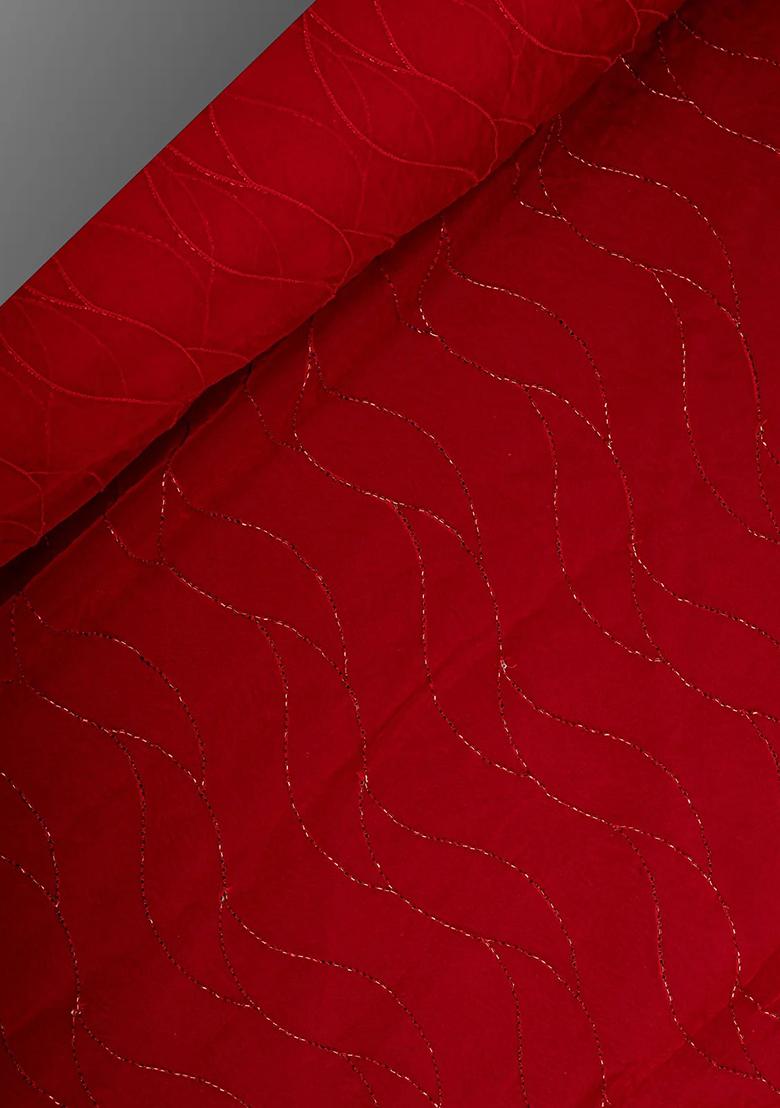 Blood Red Organza Solid Lehenga Set - Indya