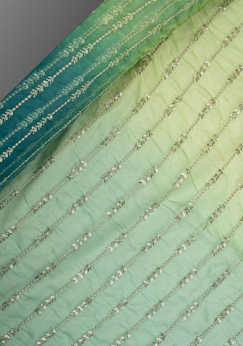 Sky Blue Tissue Sequin Embellished Lehenga Set - Indya