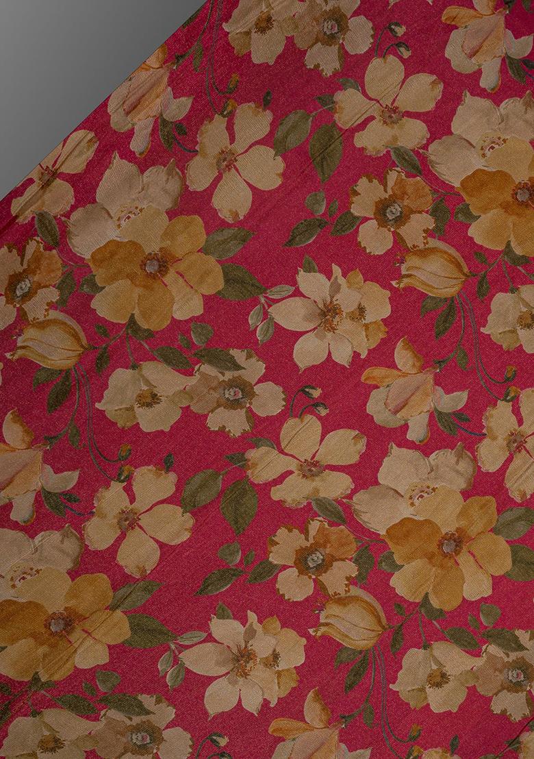 Red Organza Printed Lehenga Set - Indya