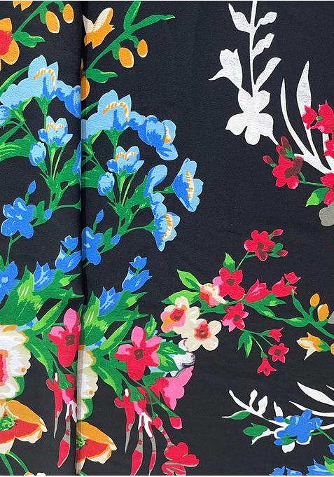 Black Georgette Printed Lehenga Set