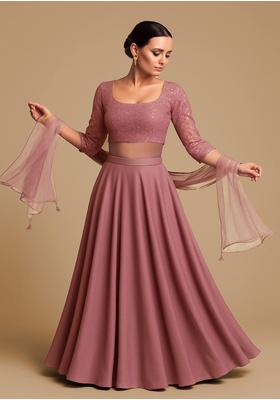 Pink Georgette Sequin Embroidered Lehenga Set