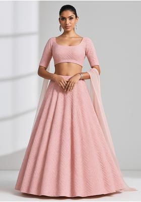 Light Pink Sequin Embroidered Georgette Lehenga Set