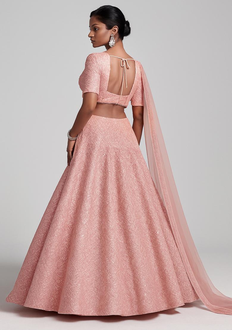 Rose Sequin Embroidered Georgette Lehenga Set - Indya