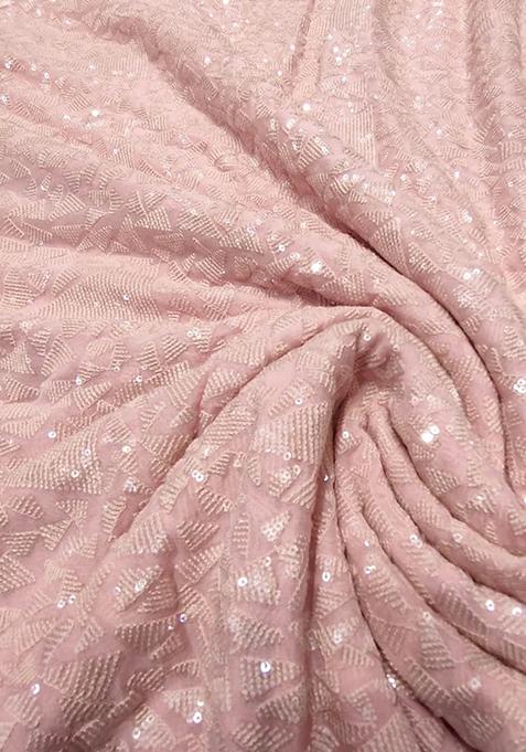 Light Pink Sequin Embroidered Georgette Lehenga Set