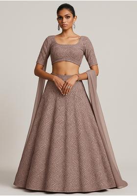 Lavender Sequin Embroidered Georgette Lehenga Set