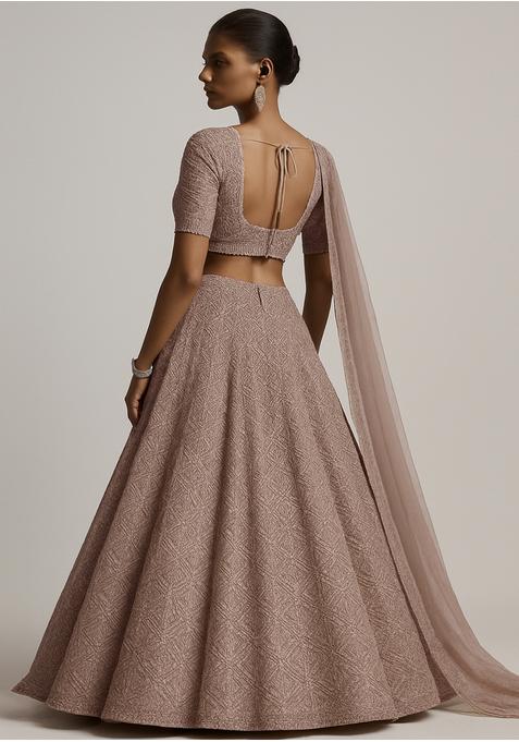 Lavender Sequin Embroidered Georgette Lehenga Set