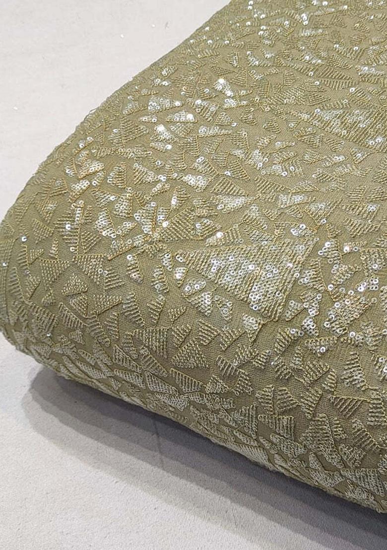 Beige Sequin Embroidered Georgette Lehenga Set - Indya