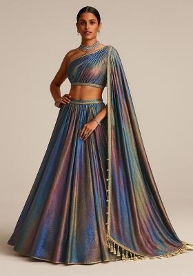 Multicolor Sequin Embroidered Satin Lehenga Set