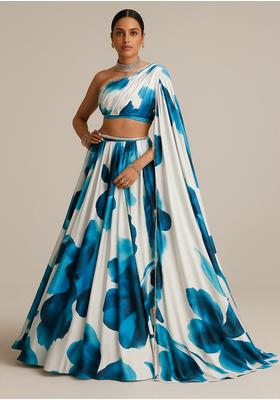 White Embroidered Georgette Lehenga Set