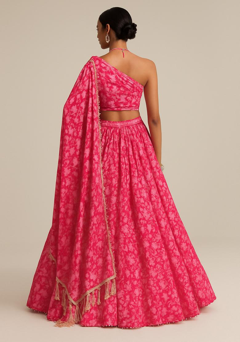 Pink Padding Colored Georgette Lehenga Set - Indya