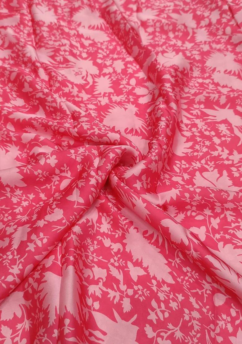 Pink Printed Georgette Lehenga Set