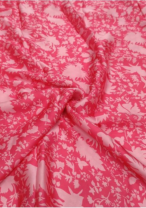 Pink Printed Georgette Lehenga Set