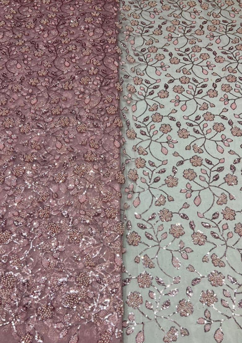 Pink Sequin Embroidered Net Lehenga Set