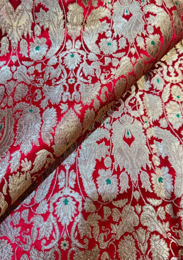 Orange Embroidered Silk Lehenga Set - Indya