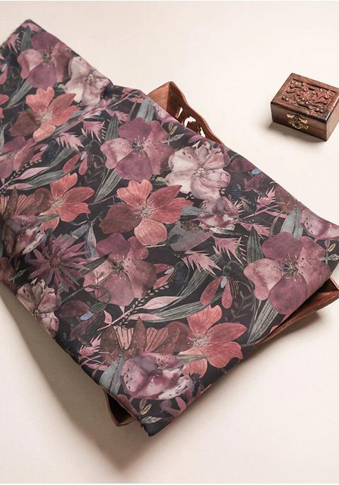 Grey Printed Gerogette Lehenga Set