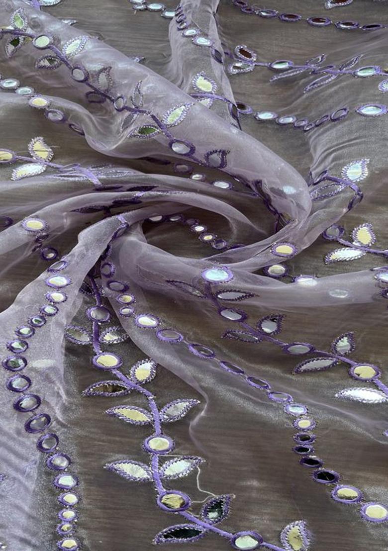 Lilac Sequin Embroidered Organza Lehenga Set