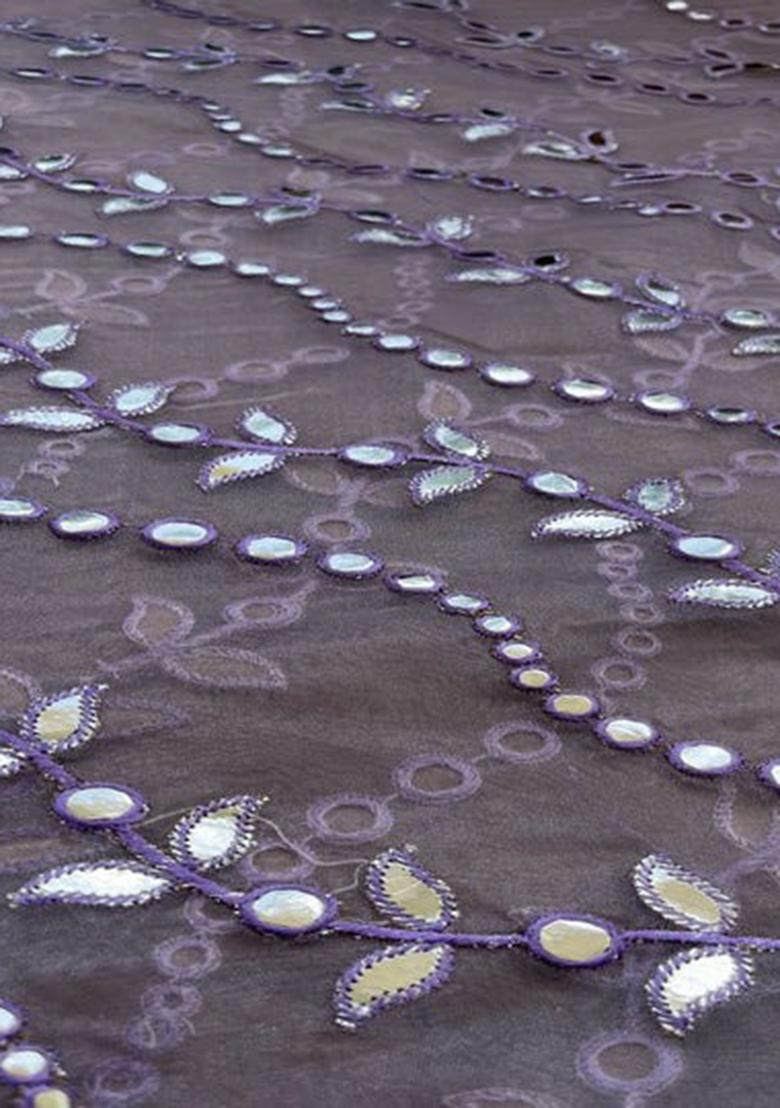 Lilac Sequin Embroidered Organza Lehenga Set - Indya