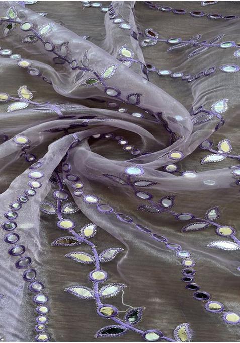 Lilac Sequin Embroidered Organza Lehenga Set