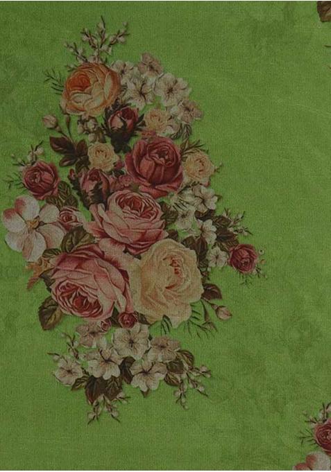 Parrot Green Weaving Organza Lehenga Set