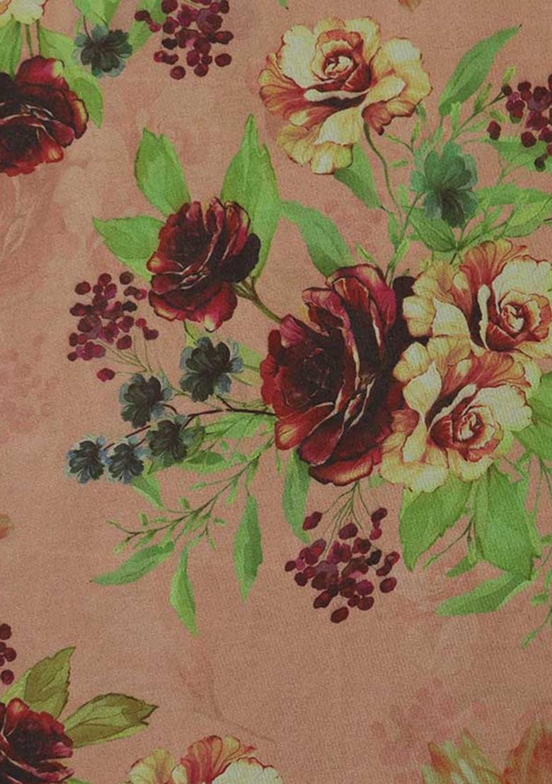 Peach Sequin Embroidered Organza Lehenga Set - Indya