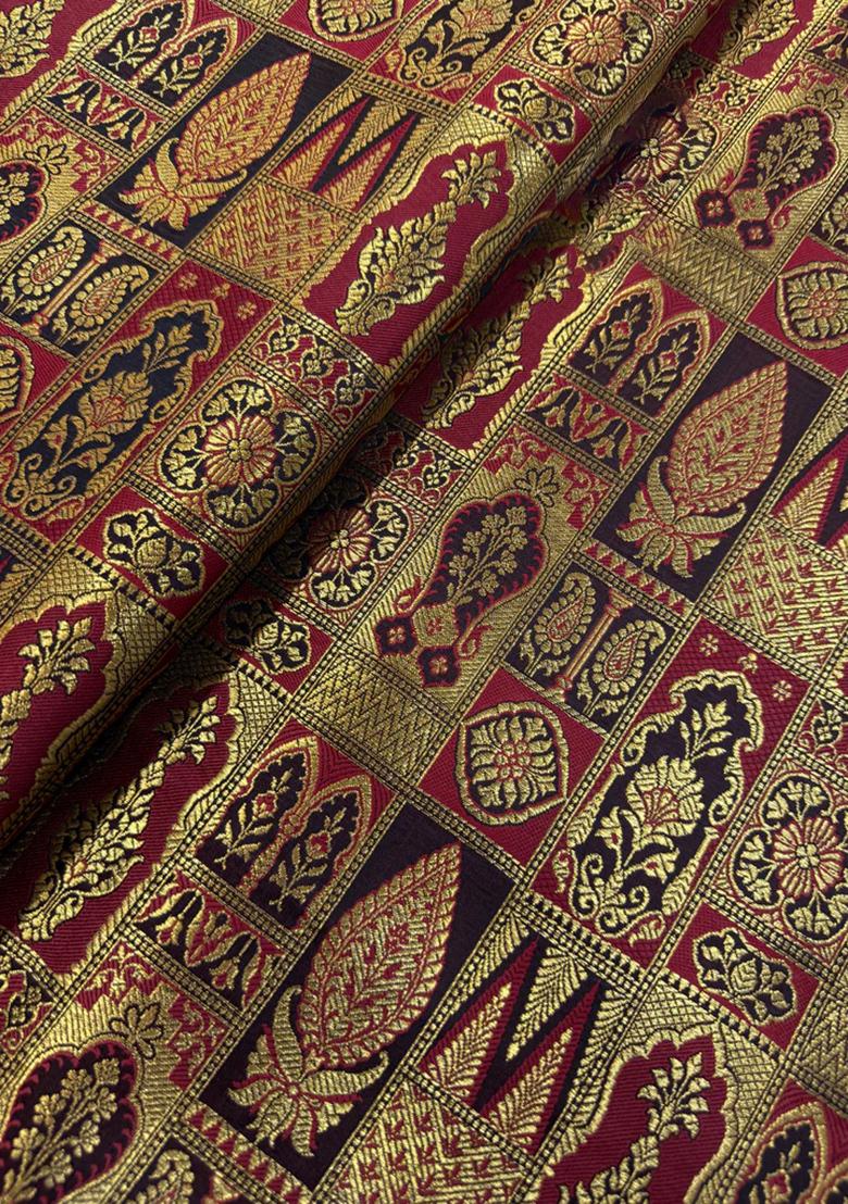 Deep Maroon Brocade Lehenga Set