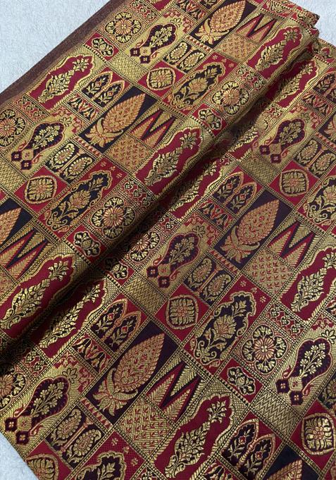 Deep Maroon Brocade Lehenga Set