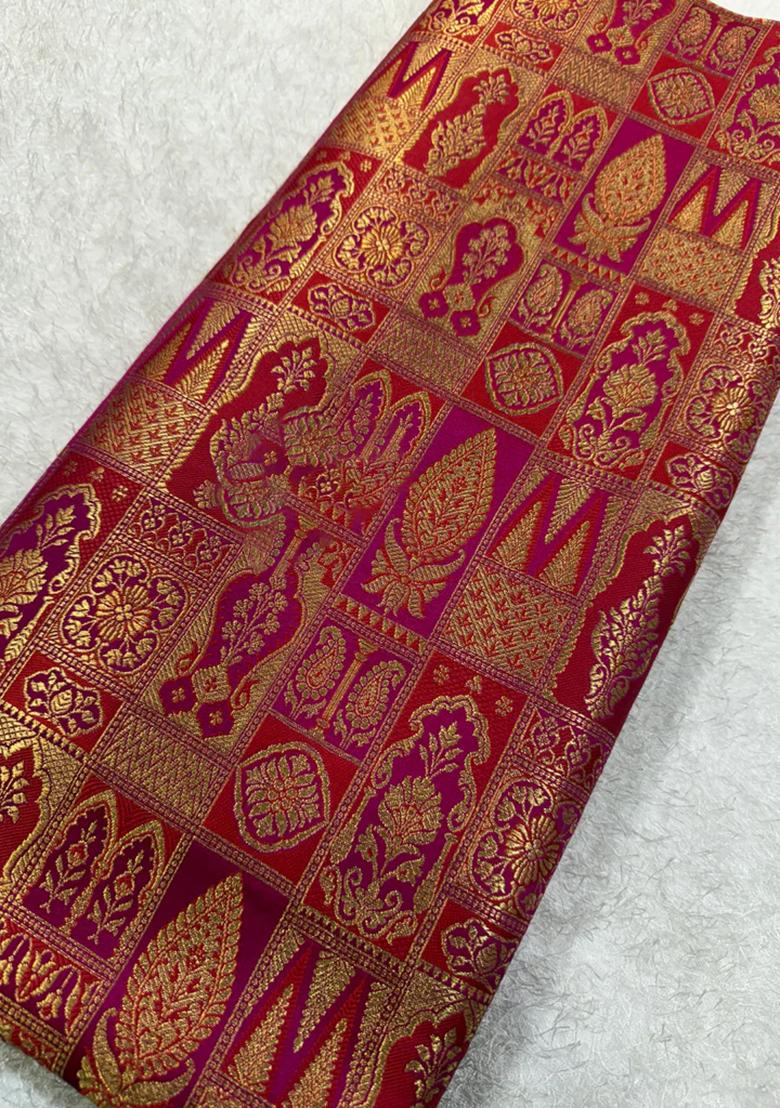 Red Brocade Lehenga Set