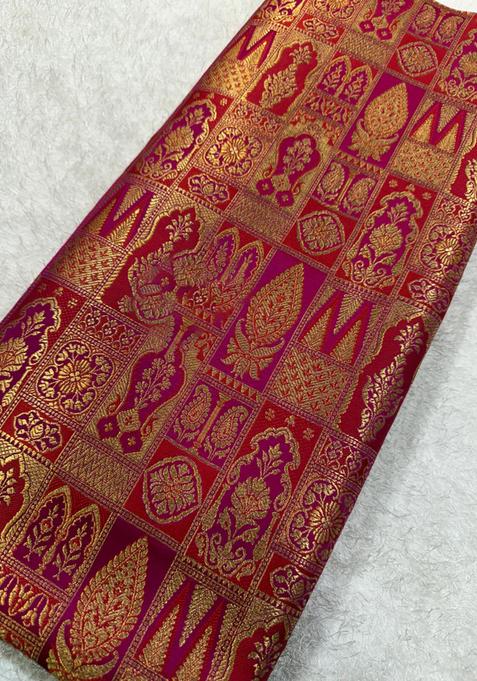 Red Brocade Lehenga Set